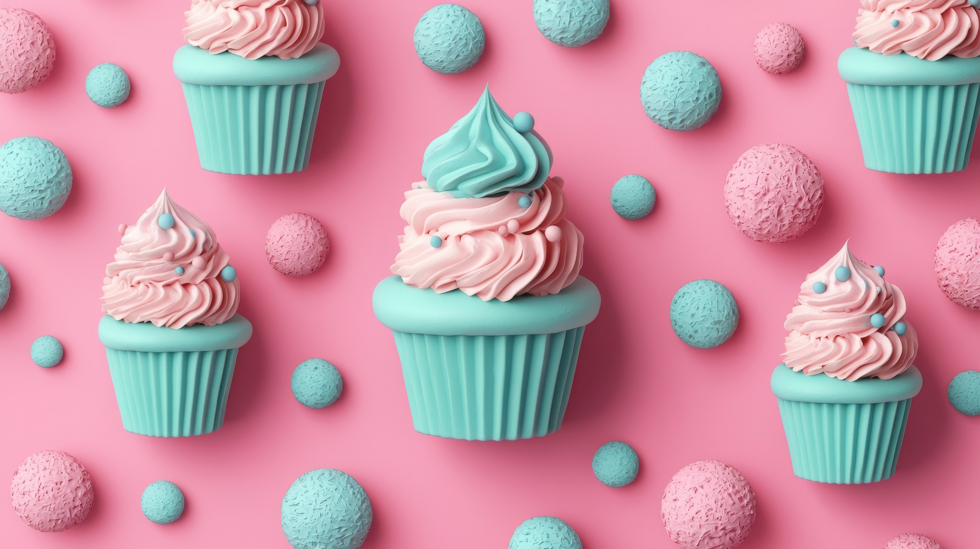 rosa und türkise cupcakes